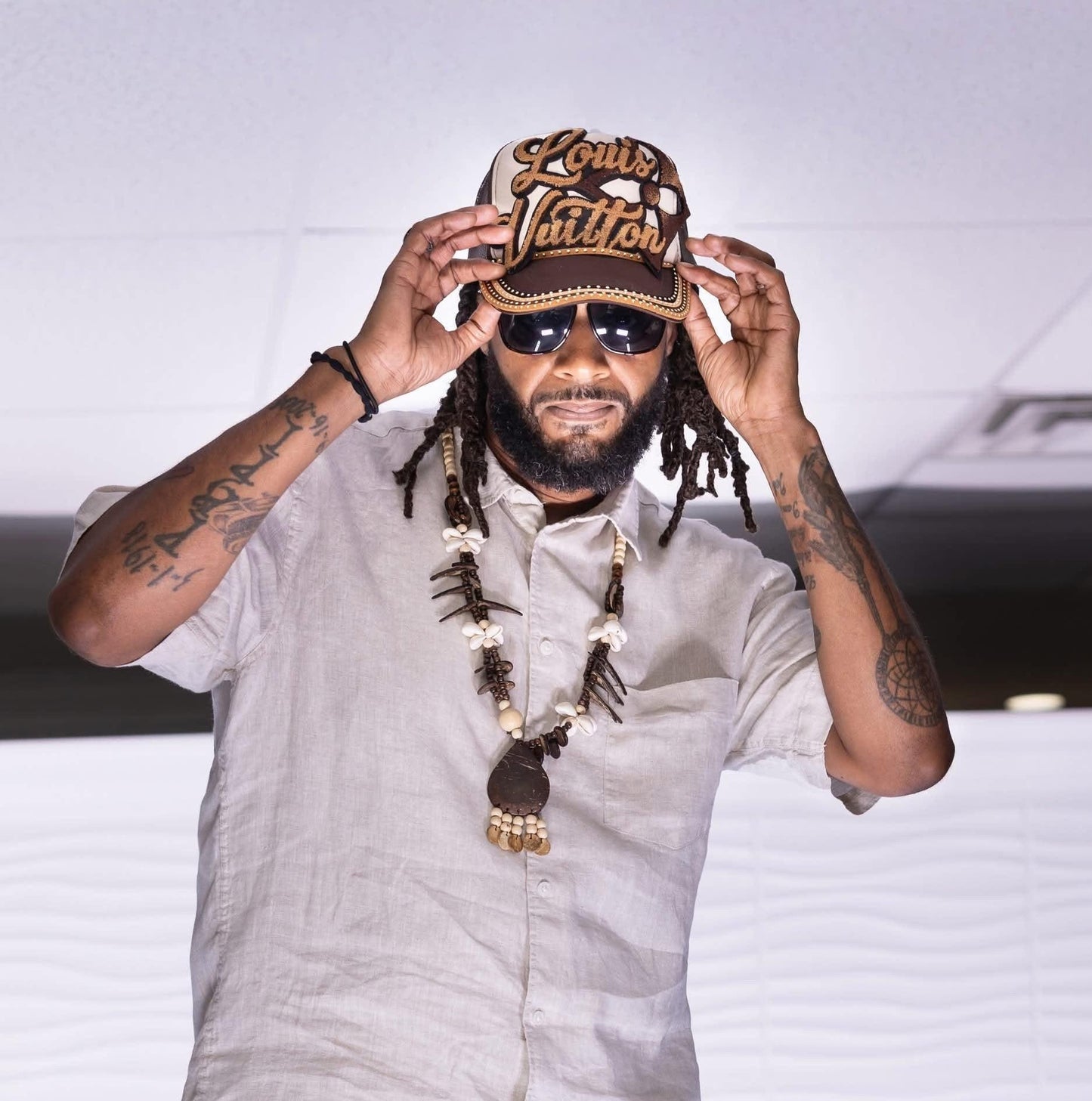 Male LV inspired multi trim hat