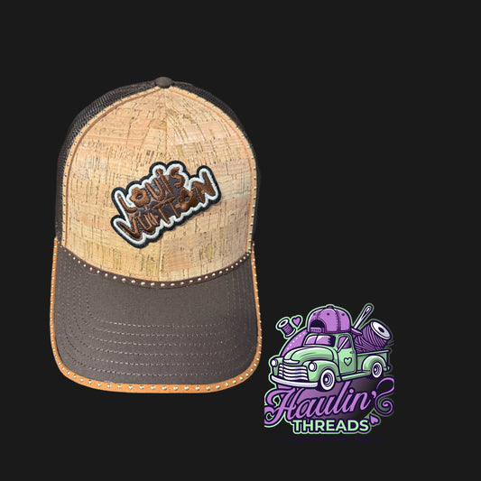 Male LV inspired Brown Cork hat