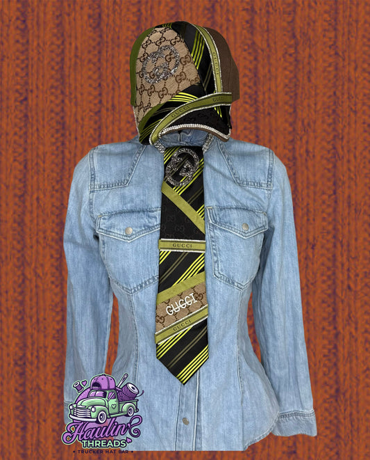 Lime Hat and Tie combo set