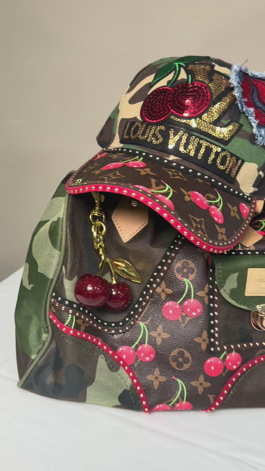 Popping Cherries Camo Hat and Purse set